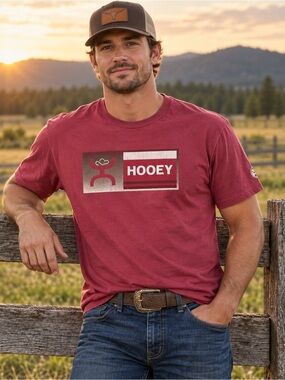 Hooey Men’s XL Burgundy Red Western Graphic T-Shirt